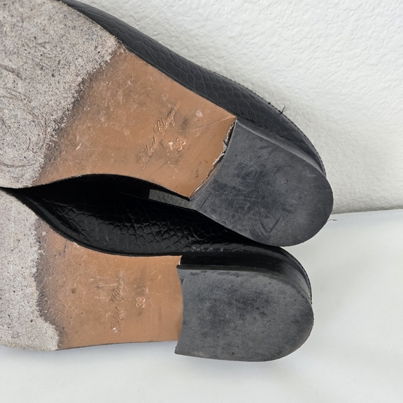 Robert Clergerie Alice Croc  Embossed Leather Fur Lined Mules Flats Size 38 - Picture 14 of 16